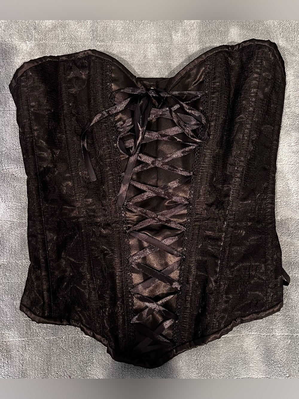 High Quality Black Lace-Up Satin Corset By Daisy Corsets